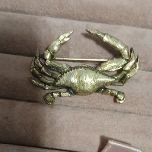 Gold Crab Brooch